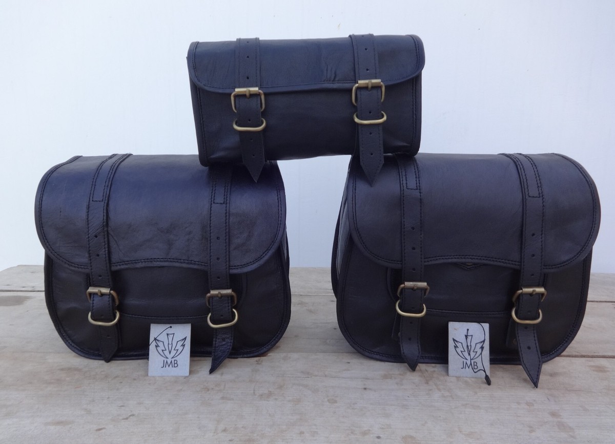 josietomy Sacoche Cavalière Moto en Cuir PU Sacoche, Amovible Latérale Étanche Sacoches Cavalières avec 2 Sangles de Montage