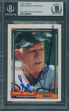 1992 Topps #381 Sparky Anderson Beckett Authentic Autograph Signed *6048