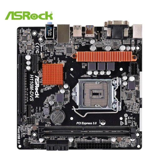 ASRock H110M-DVS Motherboard 2133MHz Intel H110 Chipset 4*SATA 6Bb/s PCI USB3.0 - Picture 1 of 4