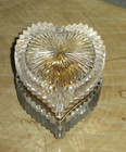 Vtg.  France Evans Cut Crystal & Bronze Heart Shape Table Cigarette Lighter 3x3 — photo 5
