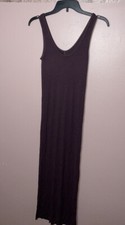 New 190 Enza Costa Ribbed Tank Midi Dress in Plum Small