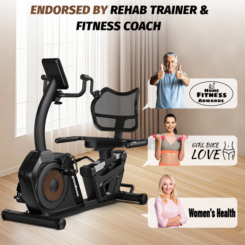 Magnetic Recumbent Exercise Bike Stationary Bikes for Home Fitness Workout Bike - Image 2 of 4