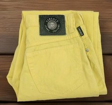 Vtg 90's Versace Jeans Couture Medusa Women's Yellow Cotton Chino Pants 29/42