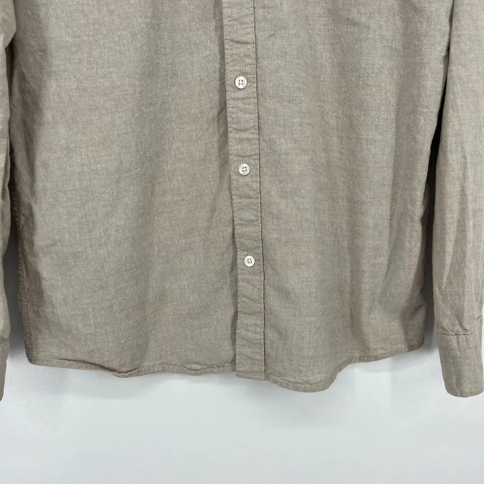 Volcom Long Sleeve Button Shirt Men's M Beige Classic Fit Collared Cotton Pocket - Image 3 of 4