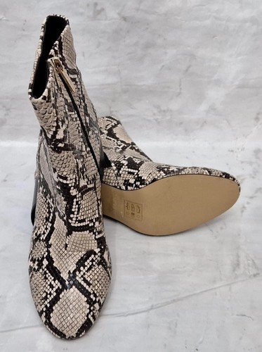 CARVELA Mujeres Preciosas Botas al Tobillo Beige Cremallera Estampado Serpiente Tacón Bloque - Imagen 8 de 8