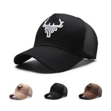 Men Unisex Antler Baseball Cap Embroidery Snapback Mesh Sun Hat Trucker Hat