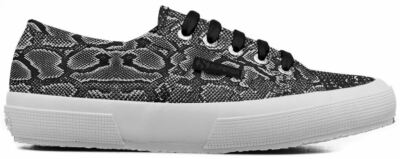 Superga 2750 Fantasy Black White Snake Print Womens Canvas Trainers