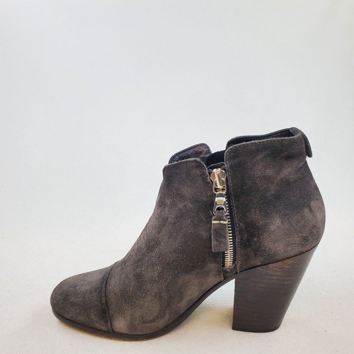 Bota Rag & Bone Botín Mujer Talla EU 37.5 US 7 Tobillo Negro Gamuza Cremallera Puntera - Imagen 3 de 14