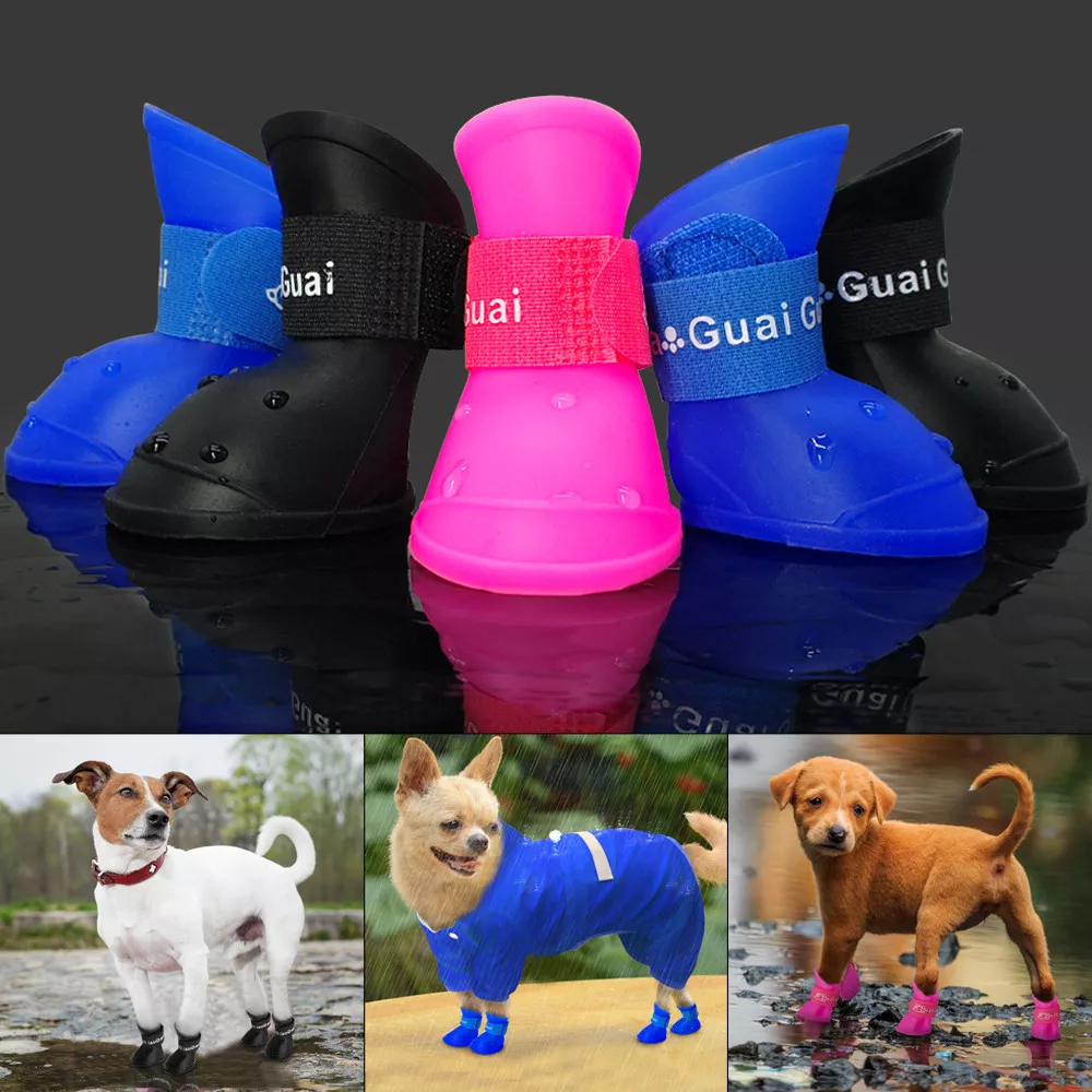 Waterproof Dog Puppy Shoes Rain Shoes for Small Medium Dogs Rubber