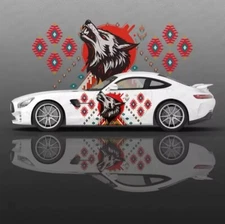 Both Sides Car Body Side Door Vinyl  Wolf  Native Inspired Vinyl Decal Universal