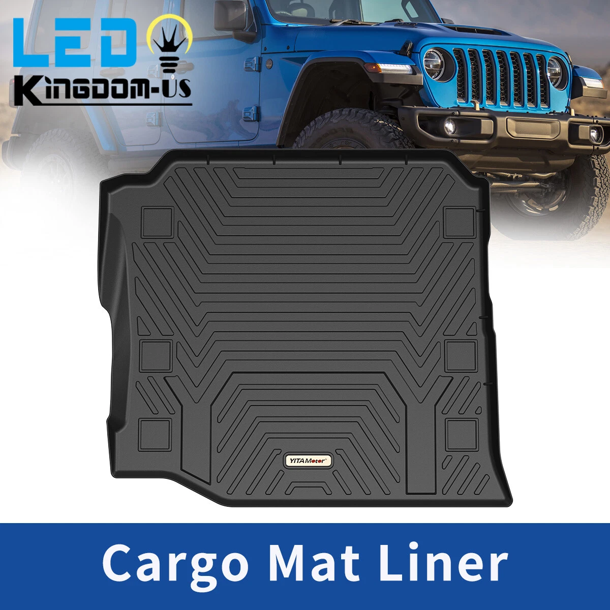 Rear Trunk Cargo Liner for 2018 2023 Jeep Wrangler JL Rubber Black