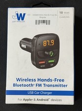 Just Wireless Black USB Car Charger Bluetooth Hands-Free FM Transmitter