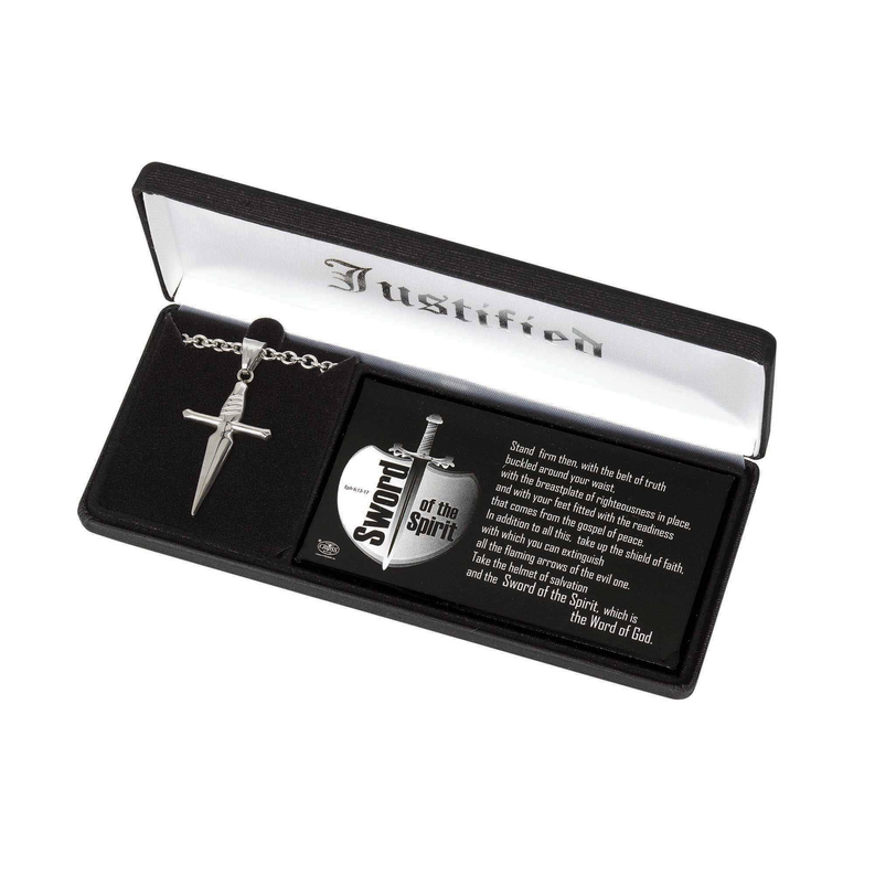 Sword and Spiritcross Stainless Steel Necklace for Men and Women-image