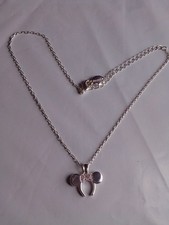 Disney Parks Minnie Pendant Headband Sterling Silver Plated  Zirconia Necklace