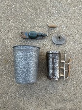 Vintage Junior Ice Cream Freezer Galvanized Metal 2 Quart Manual Hand Crank