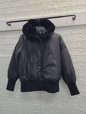 New Raygo Long Sleeve Full Zip Hooded Black Bomber Jacket Size 16Y