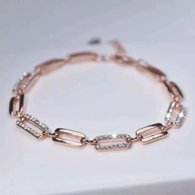 3Ct Round Cut 14K Rose Gold Plated Lab Created Diamond Women's Tennis Bracelet - Image 3 of 4