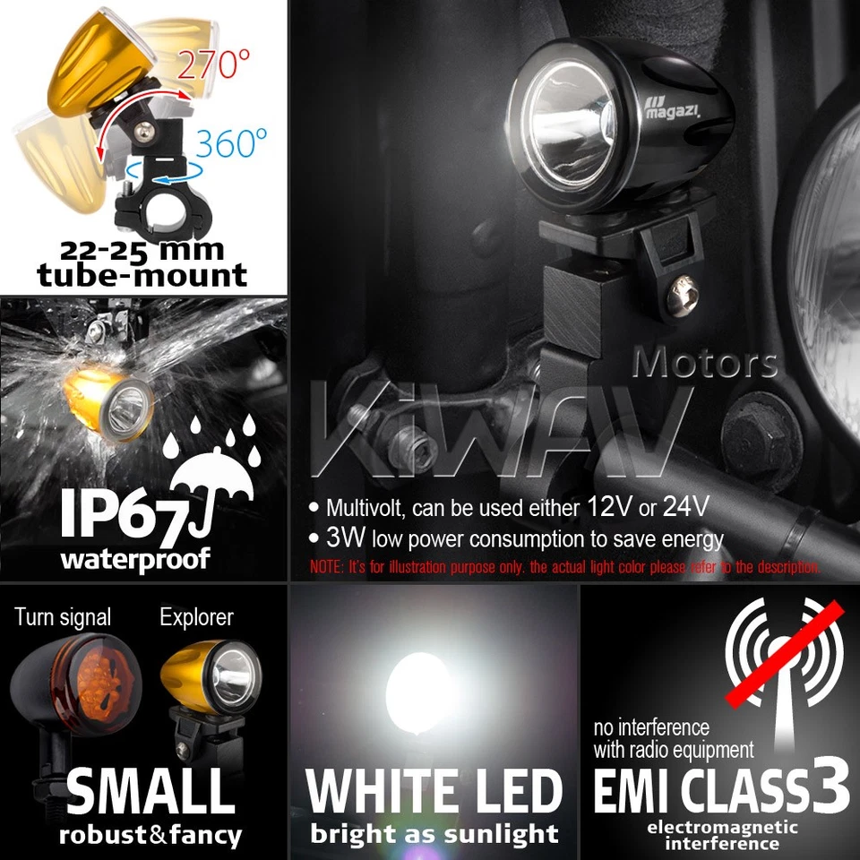 mini foco de luz LED carcasa negra 22-25 mm diámetro barra se adapta a Suzuki Yamaha Foto 3 de 4