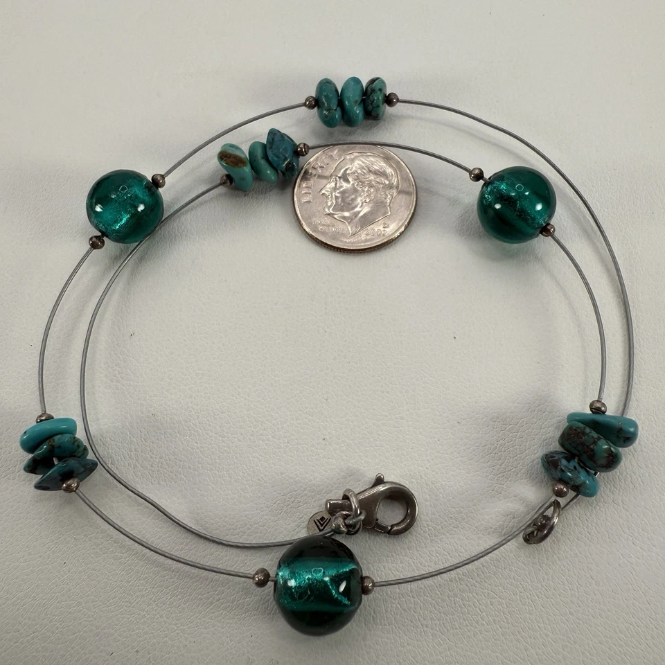 Silpada 925 Sterling Silver Stabilized Turquoise Blue Glass Bead Necklace N2353 - Image 4 of 4