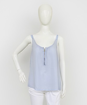 Express Women's Express Zipper Flowy Multi Fabric Tank, Chiffon Stretch Knit Lg