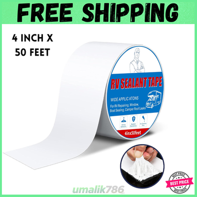 #ad Rv Roof Tape White 4 Inch X 50 Feet Waterproof Repair Sealant Tape UVResista... $26.69