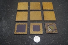 ( 9 ) HIGH YIELD PURPLE CERAMIC CPUS WITH PINS SCRAP GOLD RECOVERY FAST SHIPPING