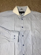 Kenneth Cole New York Wallstreet Power Suit Mens Button Up Down Blue Dress Shirt