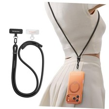 Phone Lanyard Crossbody with 2 Phone Tabs, Adjustable Anti Theft Phone 1-black