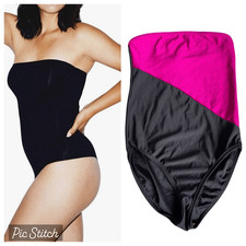 EUC American Apparel Black Fuchsia Strapless Bodysuit - Size Medium