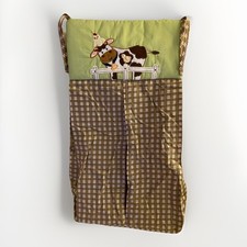 NoJo Farm Animals Diaper Stacker Baby Nursery Crib Cow Chicken Brown Green