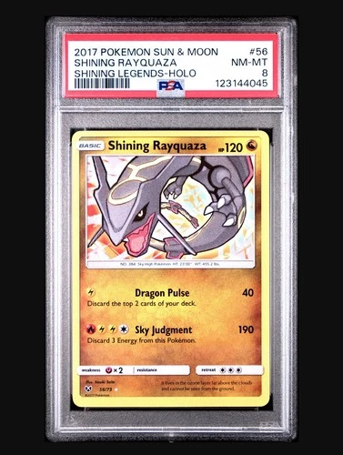 2017 Pokemon Sun & Moon Shining Rayquaza 56/73 PSA 8