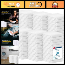 Highly Absorbent Cotton Terry Towels 14"x17" 60 Pack - Soft Cleaning Rags for