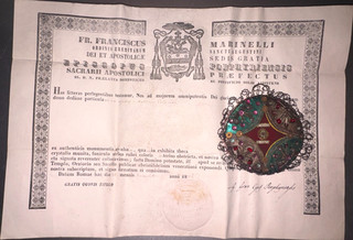 ANTIQUE 1866 VINTAGE CATHOLIC 1st CLASS ST. ANTHONY OF PADUA RELIC W/COA WOW!!!