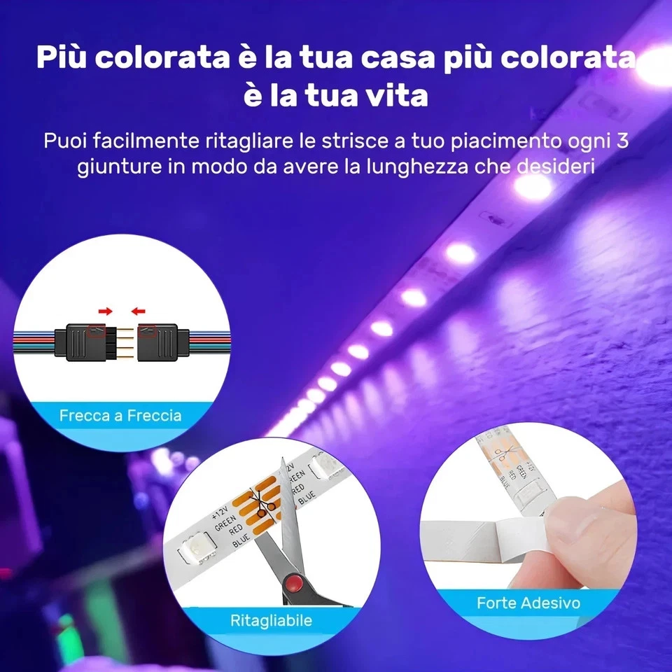 STRISCIA LED SMD 5050 RGB BOBINA 1 - 30 METRI USB 5V E TELECOMANDO STRIP LED - Immagine 2 di 4