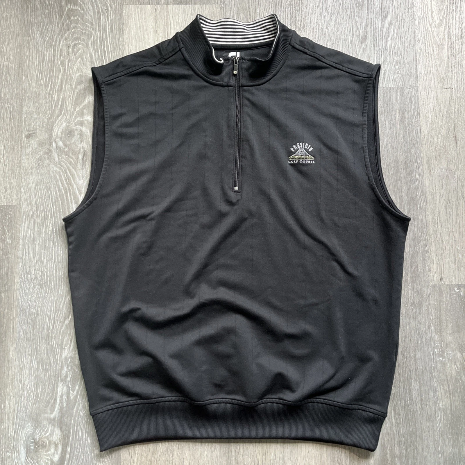 VGC Footjoy Stretch Quarter Zip Pullover Mock Windshirt Vest BLACK LARGE MSP $85