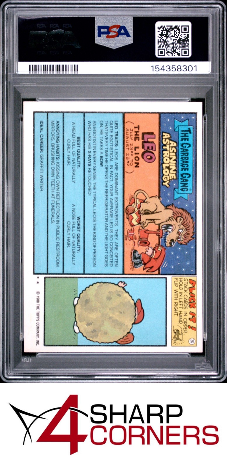 1988 GARBAGE PAIL KIDS STICKERS #617b SLASHER ASHER SERIES 15 PSA 7 view 2