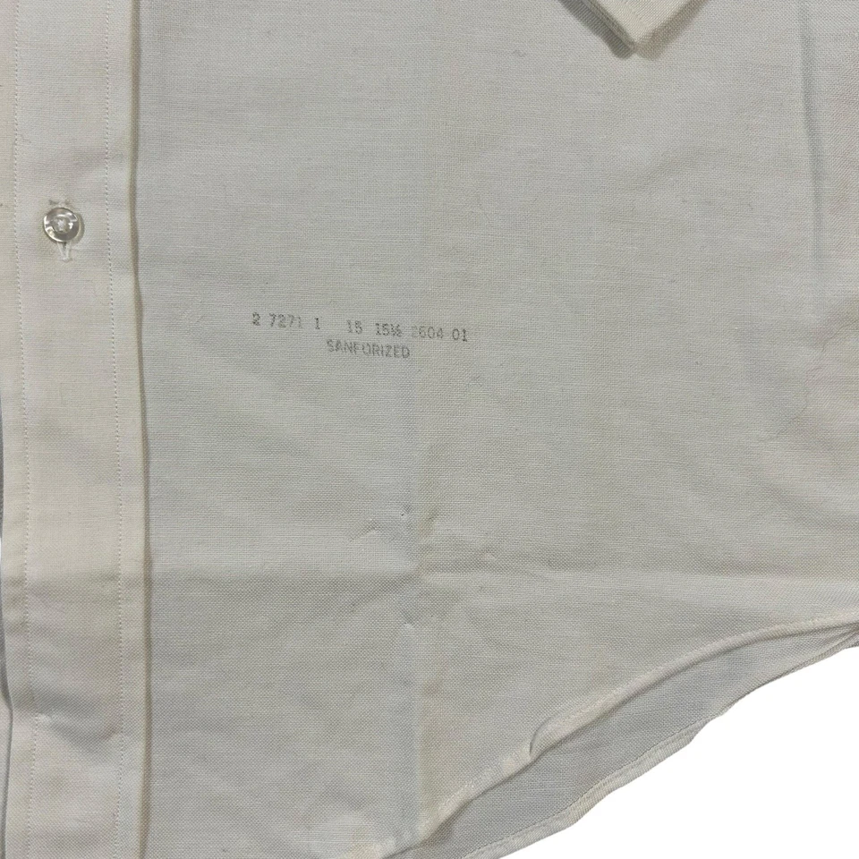 Camisa verdadera vintage sanforizada de los años 50 Joseph A Banks 15,5 botones marfil DEADSTOCK Foto 3 de 4