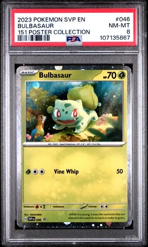 2023 POKEMON SVP EN-SV BLACK STAR PROMO 151 POSTER COLL #046 BULBASAUR PSA 8
