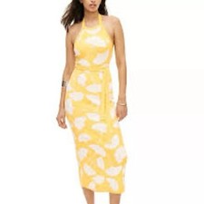 New Diane Von Furstenberg for Target Ginkgo Yellow Sweaterknit Midi Dress Sz XL