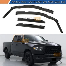 For 2019-2025 Ram 1500 Quad Cab In-Channel Rain Guards Window Visors Vent Shade