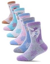 Merino Wool Socks for Kids Toddlers Boys Girls Thick Thermal 4-7 Years Unicorn