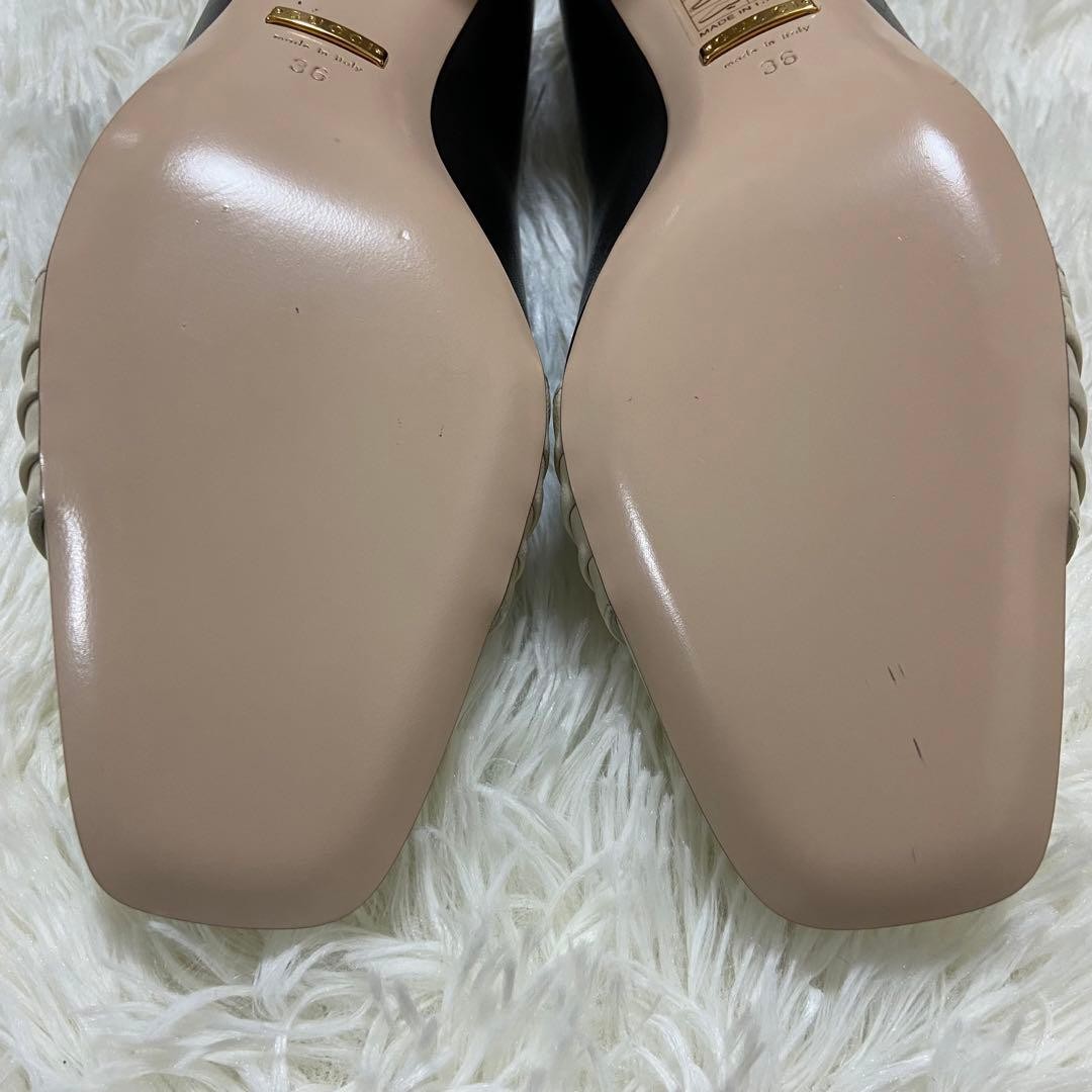 Auth Gucci GG Pumps Leather Bicolor White Black Logo Heel EU36 US6 UK3 thumbnail 15
