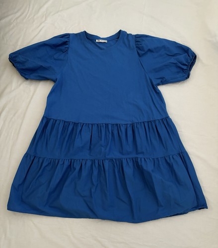 Zara Blue Ruffled Blouse Size XL