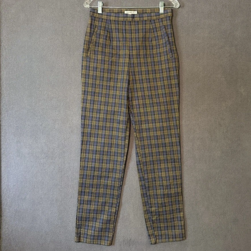 Vintage 80's Generra Pants Women 10 Green Cotton Academia Twee Stretch Pockets
