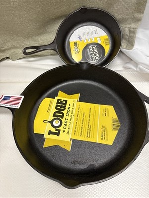 Lodge New Season Cast Iron Skillets 12 In & 8 Inch Classic Cast Iron Frying Pans