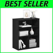 Pasir 3 Tier Black Oak Bookcase - Charming Storage for Books & Decorative Items