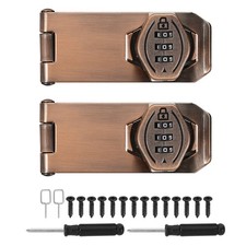 Password Rotary Hasp Locks 3-Digit Cabinet Locks Screwdriver 5" Red 2Set