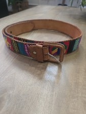 Women's Belt Woven Cotton with Leather Backing Size M