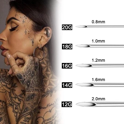 100pcs Professional Piercing Needles 12G 14G 16G 18G 20G Mixed Hollow  image 3