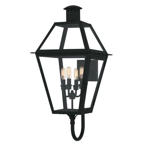 Quoizel RO8414 Rue De Royal 4 Light 30" Tall Outdoor Wall Sconce - Black - Picture 1 of 12